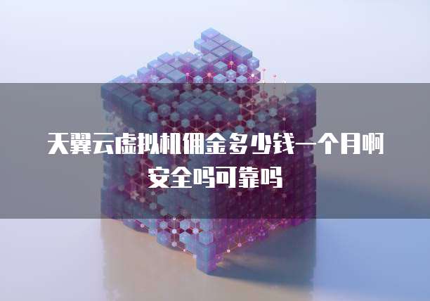 天翼云虚拟机佣金多少钱一个月啊安全吗可靠吗