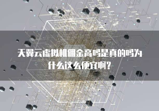 天翼云虚拟机佣金高吗是真的吗为什么这么便宜啊?