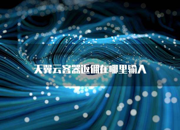 天翼云容器返佣在哪里输入