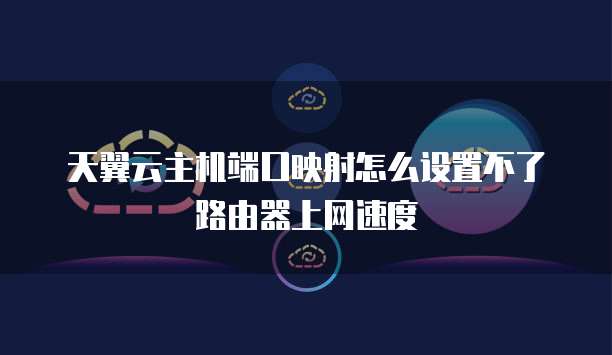 天翼云主机端口映射怎么设置不了路由器上网速度