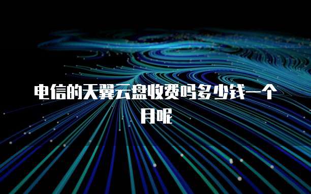 电信的天翼云盘收费吗多少钱一个月呢