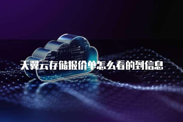 天翼云存储报价单怎么看的到信息