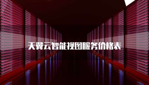 天翼云智能视图服务价格表