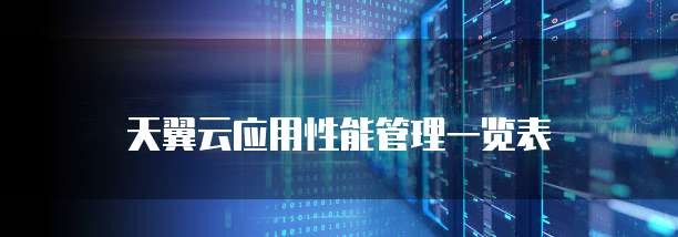 天翼云应用性能管理一览表