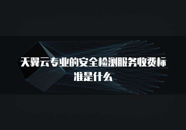 天翼云专业的安全检测服务收费标准是什么