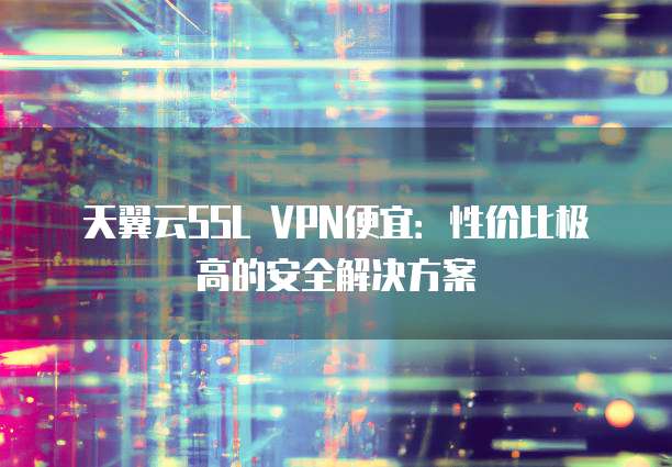 天翼云SSL VPN便宜:性价比极高的安全解决方案