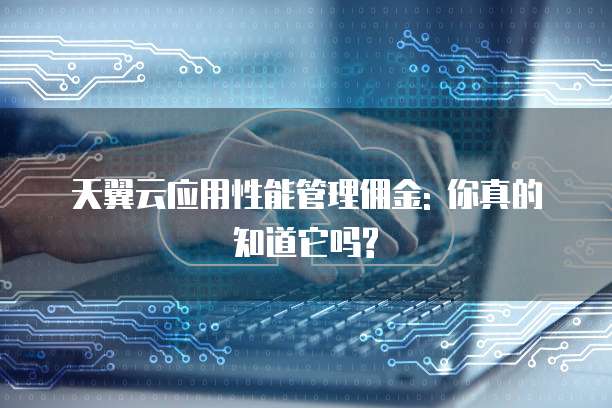 天翼云应用性能管理佣金: 你真的知道它吗?