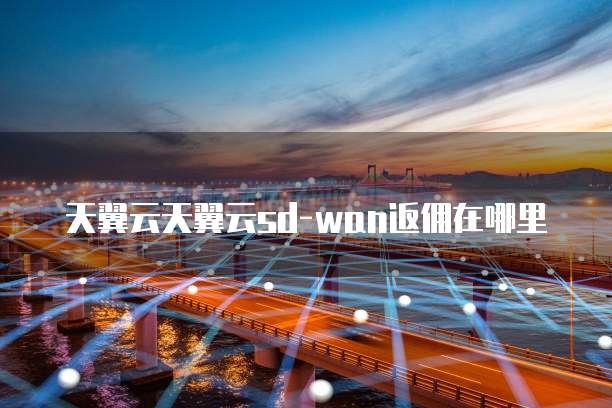 天翼云天翼云sd-wan返佣在哪里