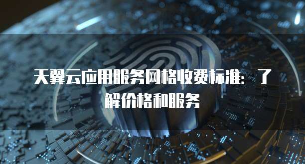 天翼云应用服务网格收费标准:了解价格和服务