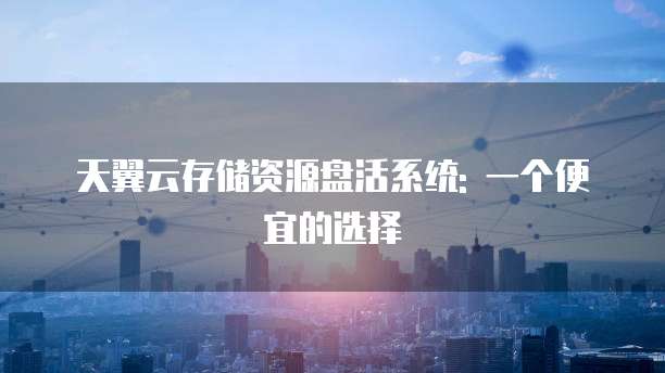 天翼云存储资源盘活系统: 一个便宜的选择