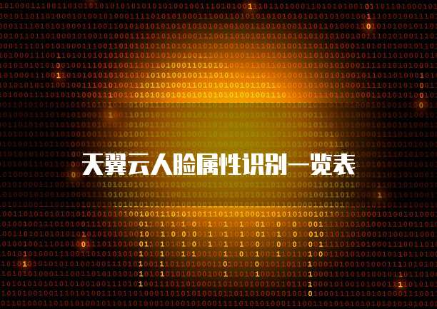 天翼云人脸属性识别一览表
