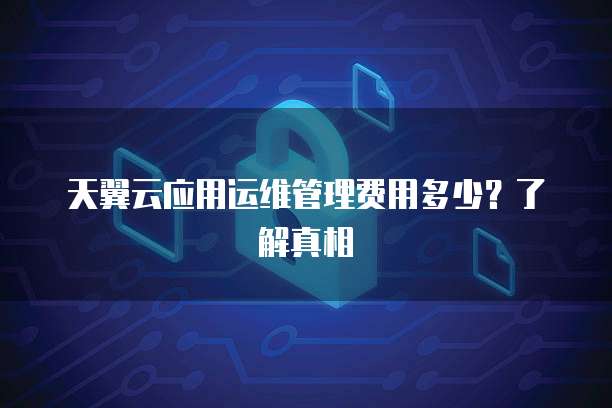 天翼云应用运维管理费用多少?了解真相