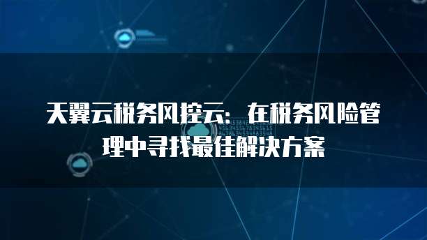 天翼云税务风控云:在税务风险管理中寻找最佳解决方案