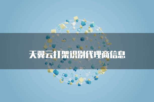 天翼云打架识别代理商信息