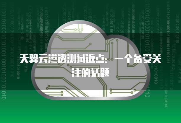 天翼云渗透测试返点:一个备受关注的话题