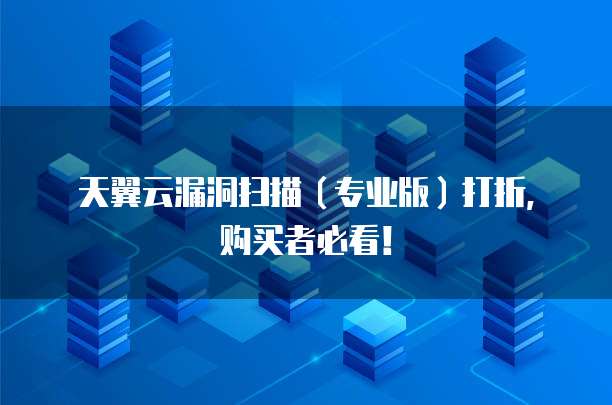 天翼云漏洞扫描（专业版）打折，购买者必看！