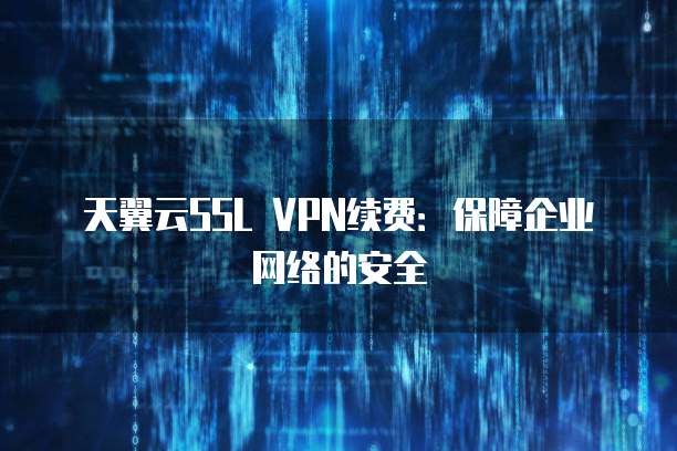 天翼云SSL VPN续费:保障企业网络的安全