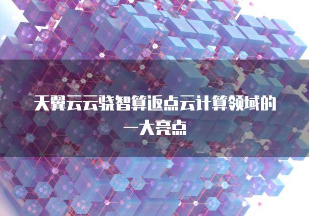 天翼云云骁智算返点云计算领域的一大亮点
