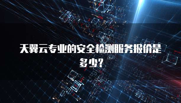 天翼云专业的安全检测服务报价是多少?