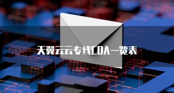 天翼云云专线CDA一览表
