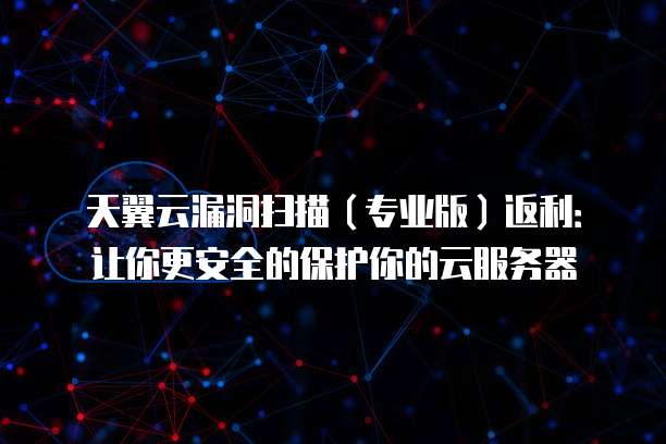 天翼云漏洞扫描（专业版）返利：让你更安全的保护你的云服务器