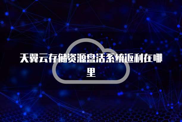 天翼云存储资源盘活系统返利在哪里