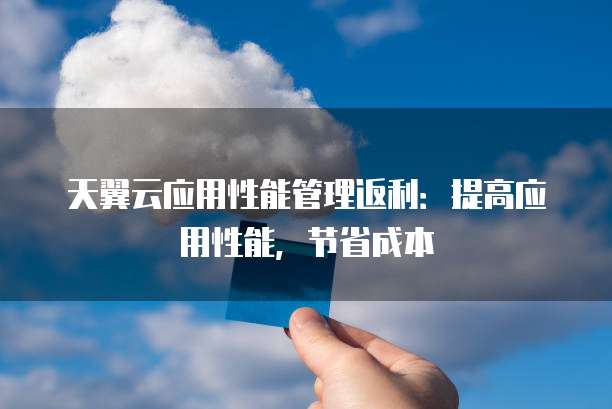 天翼云应用性能管理返利:提高应用性能,节省成本