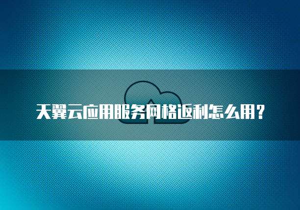 天翼云应用服务网格返利怎么用?