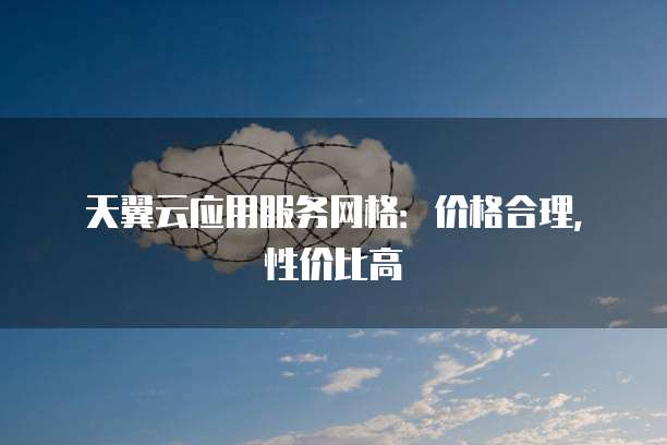 天翼云应用服务网格:价格合理,性价比高
