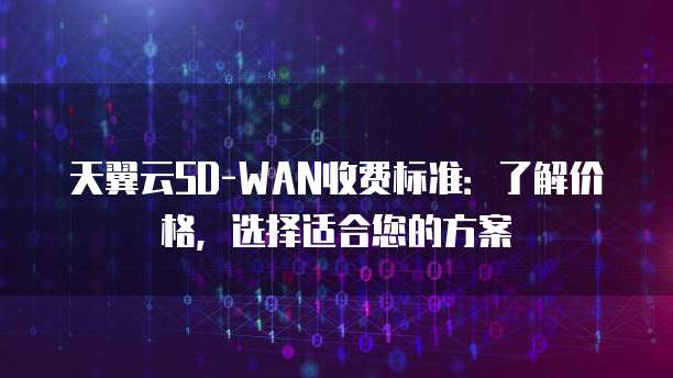 天翼云SD-WAN收费标准：了解价格，选择适合您的方案
