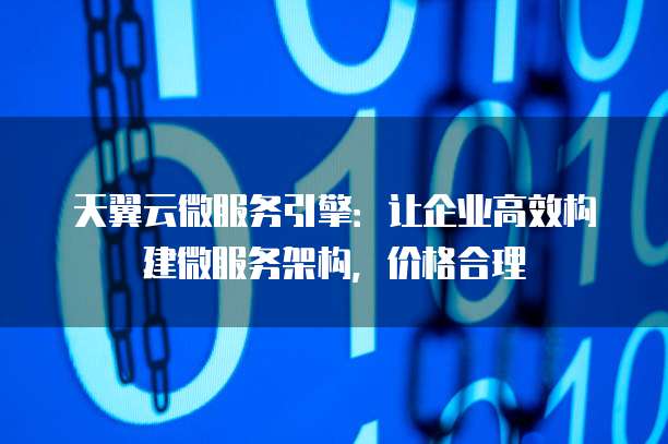 天翼云微服务引擎:让企业高效构建微服务架构,价格合理