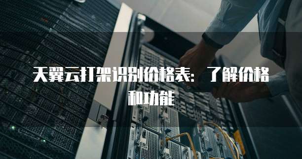 天翼云打架识别价格表：了解价格和功能