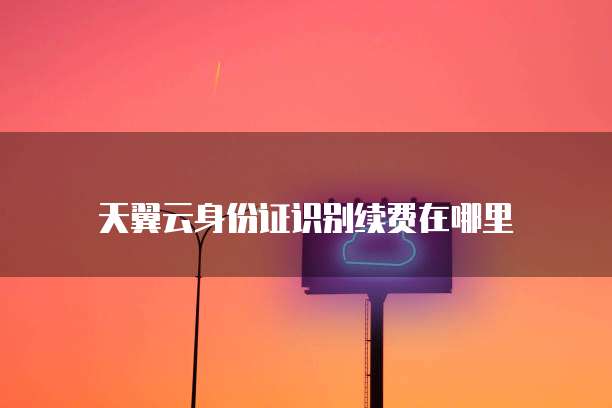 天翼云身份证识别续费在哪里