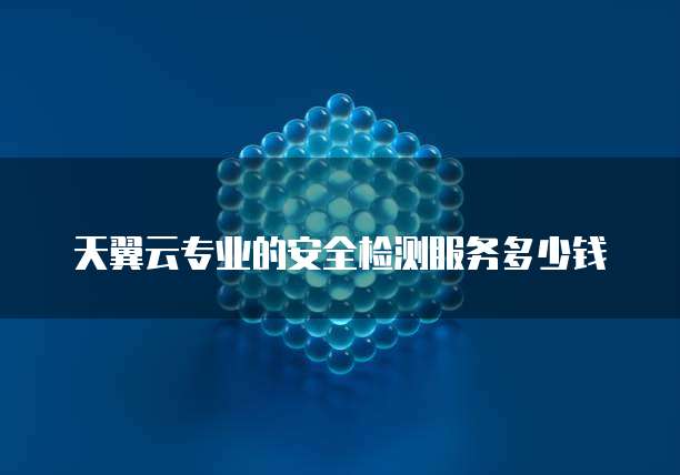 天翼云专业的安全检测服务多少钱