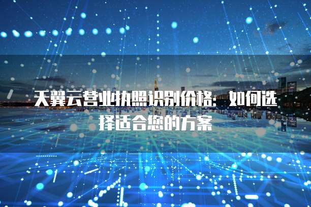 天翼云营业执照识别价格：如何选择适合您的方案