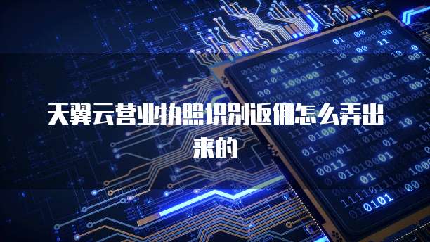 天翼云营业执照识别返佣怎么弄出来的