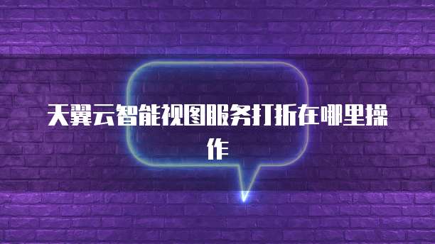 天翼云智能视图服务打折在哪里操作