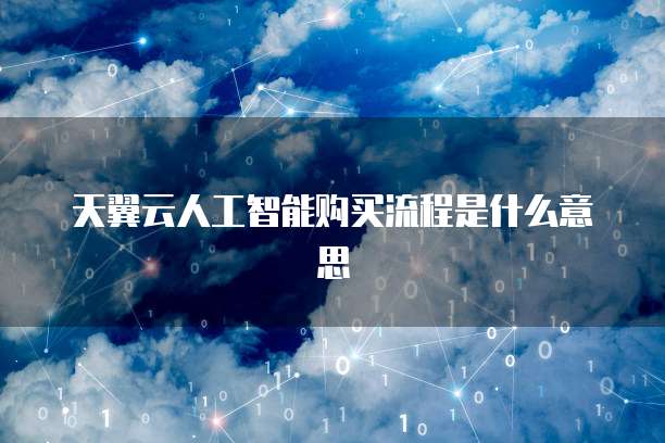 天翼云人工智能购买流程是什么意思