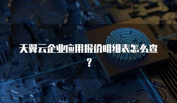 天翼云企业应用报价明细表怎么查?