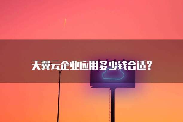 天翼云企业应用多少钱合适?