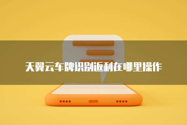 天翼云车牌识别返利在哪里操作