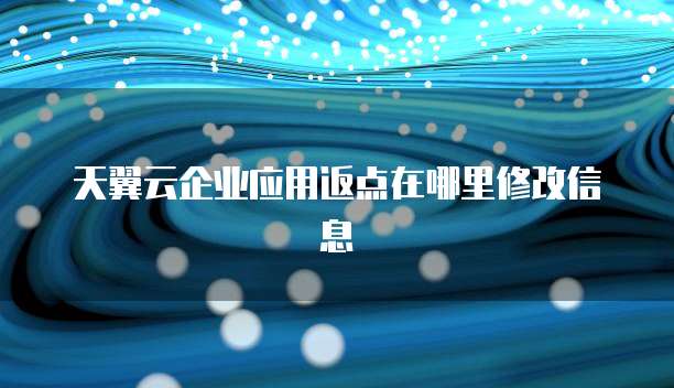 天翼云企业应用返点在哪里修改信息