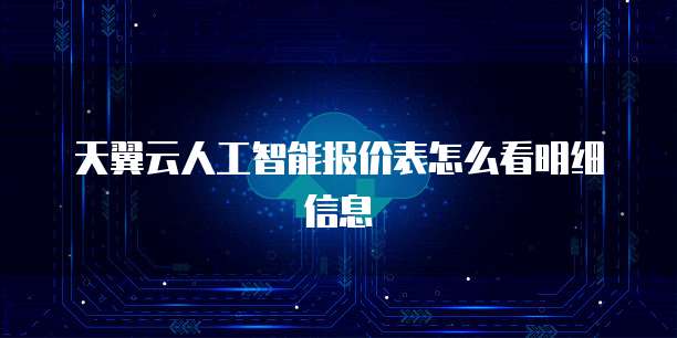 天翼云人工智能报价表怎么看明细信息