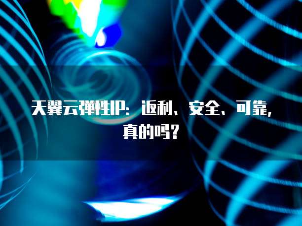 天翼云弹性IP:返利、安全、可靠,真的吗?