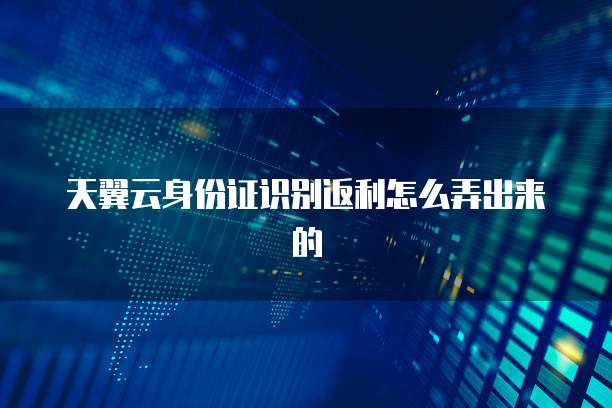 天翼云身份证识别返利怎么弄出来的