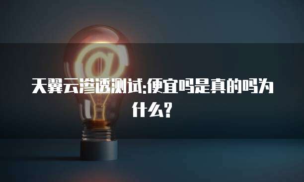 天翼云渗透测试:便宜吗是真的吗为什么?
