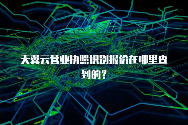 天翼云营业执照识别报价在哪里查到的？