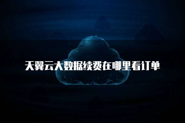 天翼云大数据续费在哪里看订单