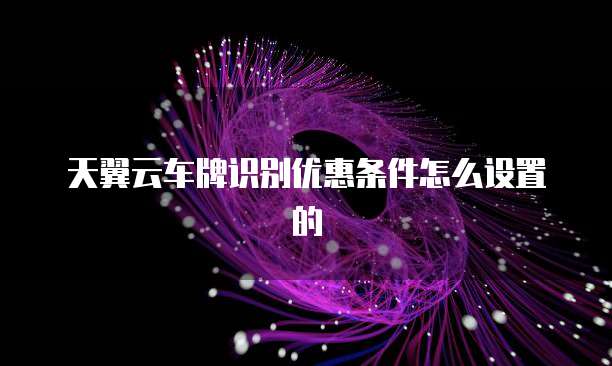 天翼云车牌识别优惠条件怎么设置的