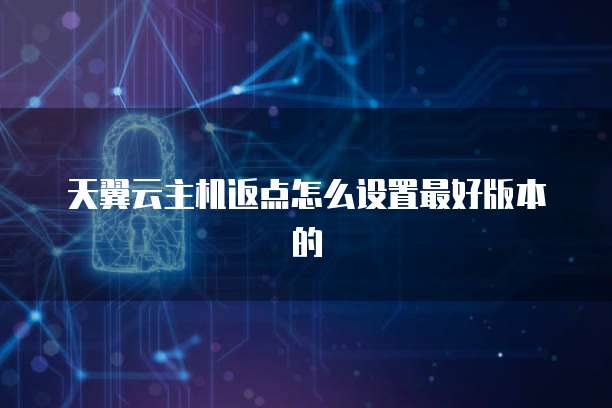 天翼云主机返点怎么设置最好版本的